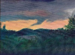 Fine art Landscape painting - acrylic - birds fleeing a funnelstorm