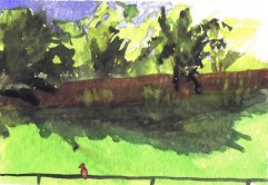 fine art Landscape painting - watercolor - late afternoon