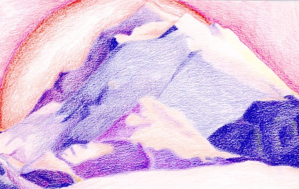 fine art Landscape - two moons - prisma pencils