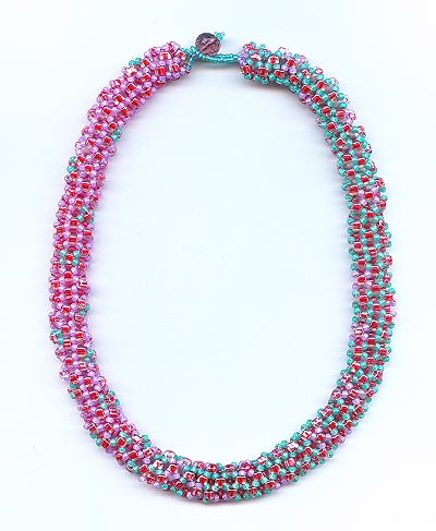 Handmade bead netting necklace, Iris