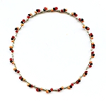 Sterling silver wire wrapped bracelet - red, black, orange beads in 3 finishes