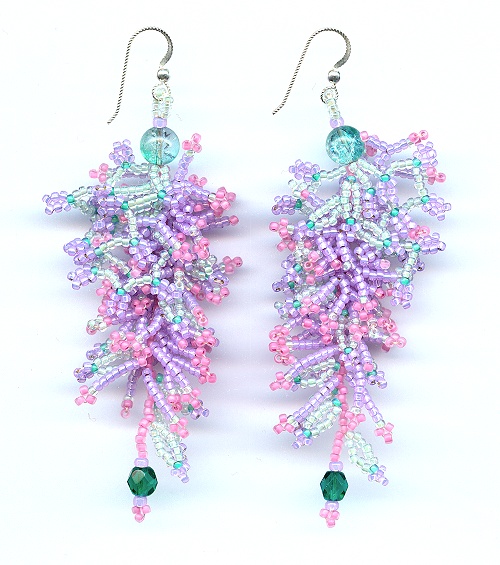Pastel Colors branched fringe earrings