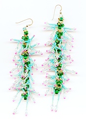 handmade beaded earrings - Green Caterpiller