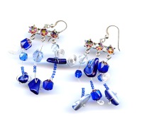 handmade wire wrapped beaded earrings - Twin Spirals