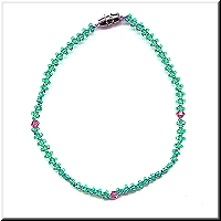 Anklet in bright green with padparadsha swarovski