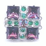 Gorgeous 4 strand clasp encrusted with dazzling rainbow of rhinestones.
