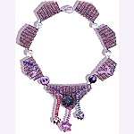 hand made bead woven necklace with lamp worked beads  2007, Patricia C Vener