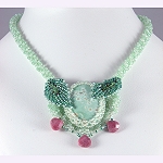 hand made fine art necklace Celedon  2008, Patricia C Vener