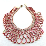 hand made bead woven necklace 3 rows of interlocked loops  2004, Patricia C Vener
